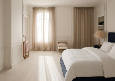 Voilage crème chambre sous 3,50 m de hauteur
